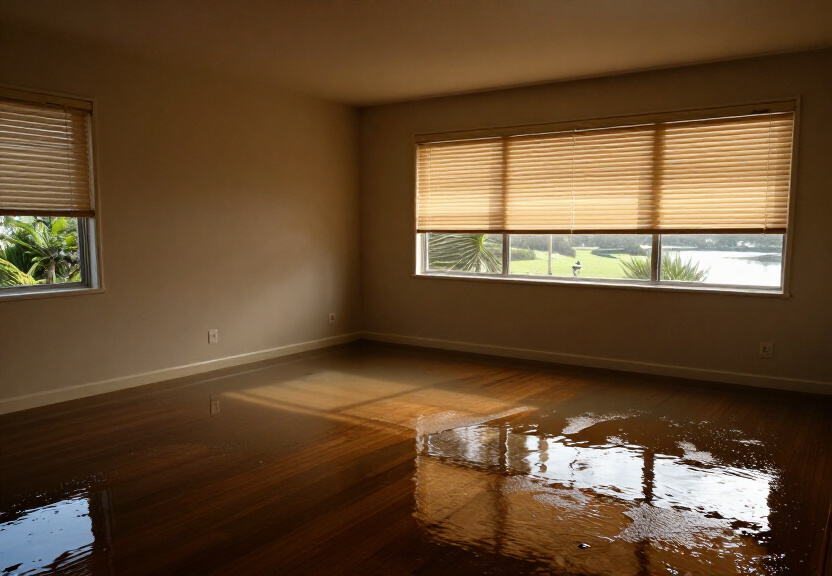 Buckled timber floorboards in a Bondi apartment